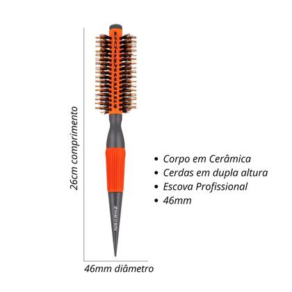 Imagem de Kit 3 Escovas Cabelo Corpo Cerâmica 46,55 E 65mm Marco Boni