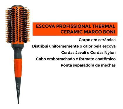 Imagem de Kit 3 Escovas De Cabelo Thermal Ceramic Orange Profissional Laranja
