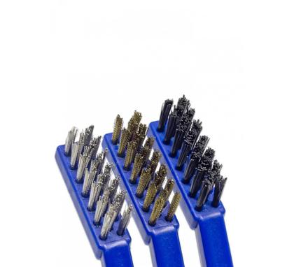 Imagem de Kit 3 Escovas Detalhamento Automotivo Nylon Aço Inox Latão