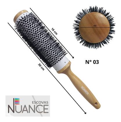 Imagem de Kit 3 Escovas Térmica Vazada Profissional Cabo Longo Nuance