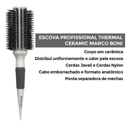 Imagem de Kit 3 Escovas Thermal Ceramic Profissional Raquete Free Flex Branco