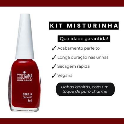 Imagem de Kit 3 Esmaltes Colorama Tons Vermelho e Vinho 8ml