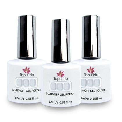 Imagem de Kit 3 Esmaltes Gel Translúcido Renda Top Lirio SoakOff 12m Manicure Nail Art Nail Designer Unha de Gel Acrygel Profissional Studio Salão de Beleza