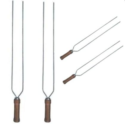 Imagem de Kit 3 Espetos Duplo De Churrasco Cabo Madeira Lamina de Aço