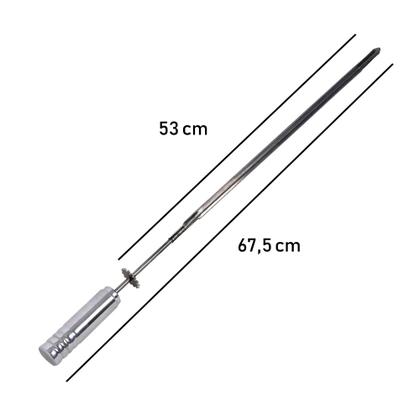 Imagem de Kit 3 Espetos Espada Giratório 67cm Inox Churrasqueira Grill Qualidade Premium