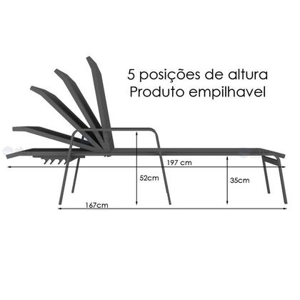 Imagem de Kit 3 Espreguiçadeira Piscina Alumínio Marrom Tela Marrom
