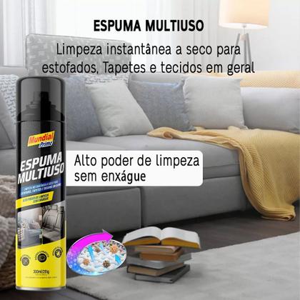 Imagem de Kit 3 Espuma Multiuso Limpa Estofado e 1 Pano Microfibras de Uso Geral Sortido