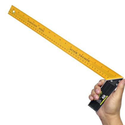 Imagem de KIT 3 Esquadros Metálico 50cm 20 Polegadas Para Marcenaria E Serralheria Milímetros e Polegadas