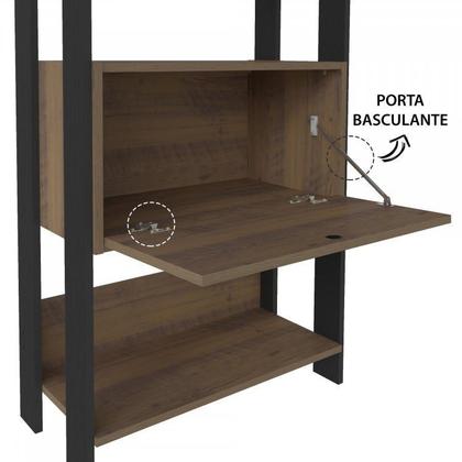 Imagem de Kit 3 Estantes Multiuso Alta 4 Prateleiras 1 Porta 166cmx189cm Match Artely