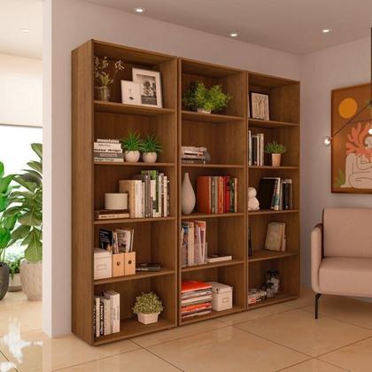 Imagem de Kit 3 Estantes para Livros com 5 Prateleiras 180cmx60cm