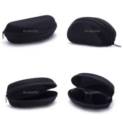 Imagem de Kit 3 Estojo Óculos De Sol C/ Zíper Case Preto Curvado