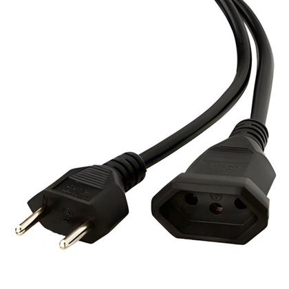 Imagem de Kit 3 Extensão Elétrica Prolongador Preto Extensor de Cabo 2 Metros Bivolt 110v e 220v