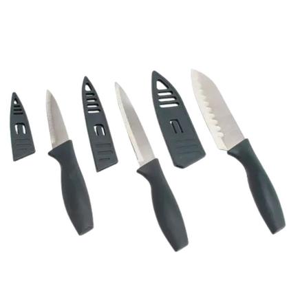 Imagem de Kit 3 Facas com Proteção Gourmet Cozinha Ideal para Cortar Furar e Fatiar Dolce Home