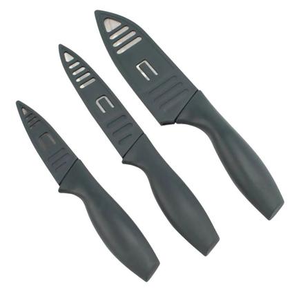 Imagem de Kit 3 Facas com Proteção Gourmet Cozinha Ideal para Cortar Furar e Fatiar Dolce Home