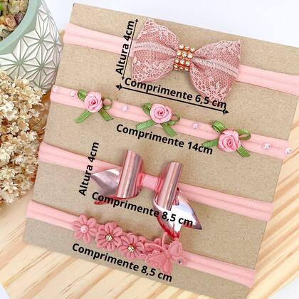 Imagem de Kit 3 Faixas Cabelo Bebê Tiara Newborn saida de materindade