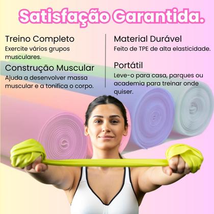 Imagem de Kit 3 Faixas Elástica Thera Band Exercício Fisioterapia Yoga