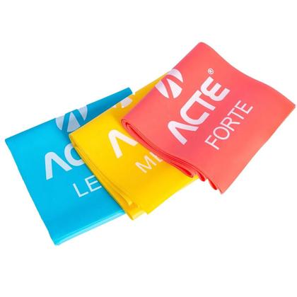 Imagem de Kit 3 Faixas Elásticas Latex Band com Níveis de Resistência para Treino e Alongamento - Acte Sports