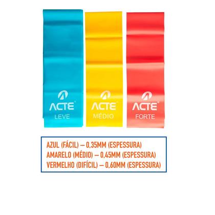 Imagem de Kit 3 Faixas Elásticas Latex Band com Níveis de Resistência para Treino e Alongamento - Acte Sports