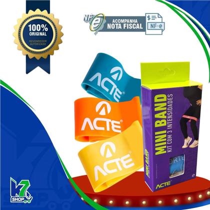Imagem de Kit 3 faixas elásticas mini band t71 acte intensidades leve médio e forte