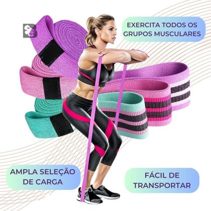 Imagem de Kit 3 Faixas Elásticas Thera Band para Ginástica Exercícios Ioga Pilates com 3 Níveis de Resistência