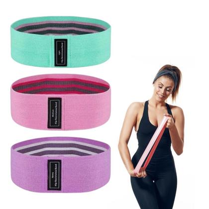 Imagem de Kit 3 Faixas Elásticas Thera Band para Ginástica Exercícios Ioga Pilates com 3 Níveis de Resistência