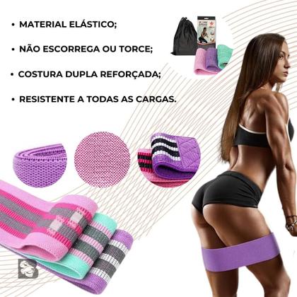 Imagem de Kit 3 Faixas Elásticas Thera Band para Ginástica Exercícios Ioga Pilates com 3 Níveis de Resistência