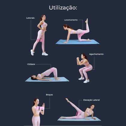 Imagem de Kit 3 Faixas Hip Band Elásticas Treino Funcional Academia Exercícios