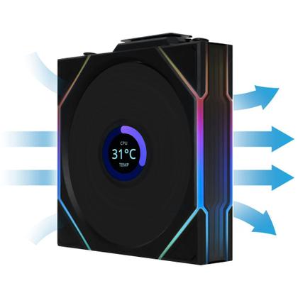 Imagem de Kit 3 fan 120mm lian li uni fan tl wireless lcd argb preto 12tllcd1w3b