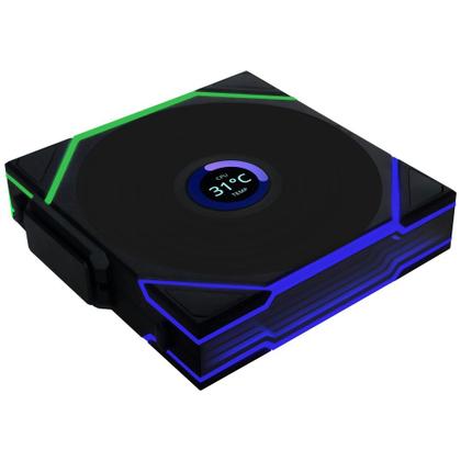 Imagem de Kit 3 fan 120mm lian li uni fan tl wireless lcd argb preto 12tllcd1w3b