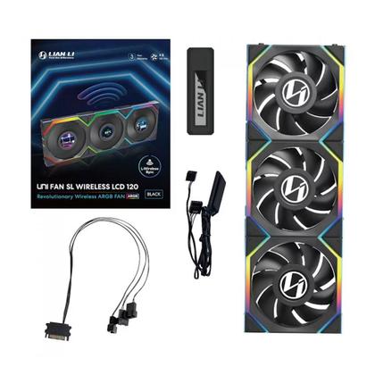 Imagem de Kit 3 Fans Lian Li Uni Fan SL Wireless LCD 120 ARGB Preto