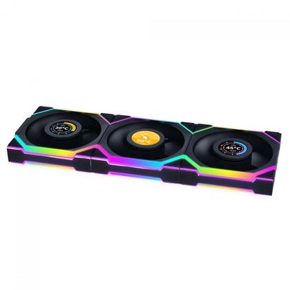 Imagem de Kit 3 Fans Lian Li Uni Fan SL Wireless LCD 120 ARGB Preto