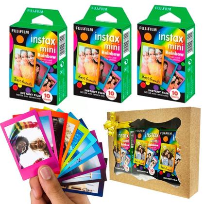 Imagem de Kit 3 Filmes Instax Mini Rainbow Para Câmera E Impressora - Kit Presente