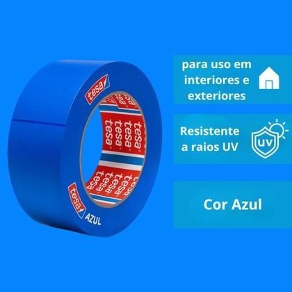 Imagem de Kit 3 Fita Crepe Azul Tesa 48mm X 40m Proteção UV Pintura Imobiliária Limpa