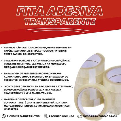 Imagem de Kit 3 Fitas Adesiva Transparente Pequena 24X50M Profissional