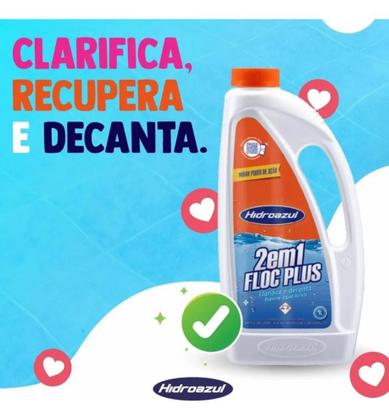Imagem de Kit 3 Floc Plus 2x1 Clarificante Decantador Hidroazul 1 Lt