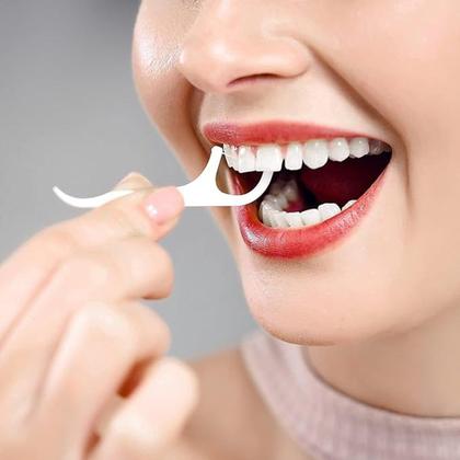 Imagem de Kit 3 Flosser Fio Dental Individual Forquilha com Haste Resistente 90un Sabor Menta Dentalclean