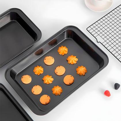 Imagem de Kit 3 Forma Assadeira Pão Caseiro Antiaderente Teflon Lasanha Retangular Bolo Jogo Conjunto Queijo