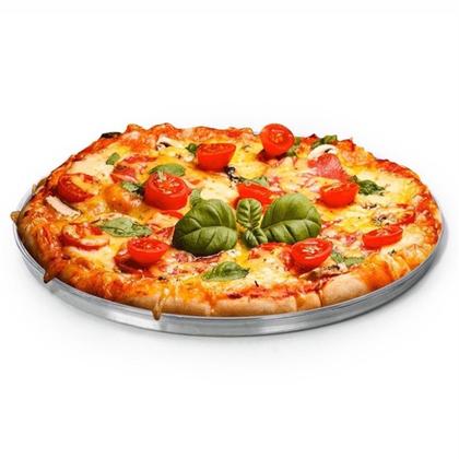 Imagem de Kit 3 formas de pizza 25/30/35 cm aluminio com bordas reforçado multiuso pizzaria pizzas grande médio pequena