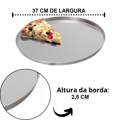 Imagem de Kit 3 Formas de Pizza Grande Profissional com Bordas 37cm Aluminío