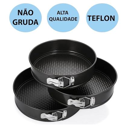 Imagem de Kit 3 Formas Para Bolo Torta Fundo Removível Antiaderente