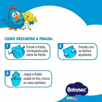 Imagem de Kit 3 Fraldas Babysec Ultrasec Jumbo Galinha Pintadinha XG com 20 unidades