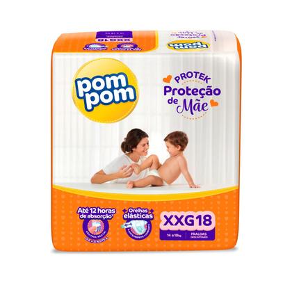 Imagem de Kit 3 Fraldas Pom Pom Protek Proteção de Mãe Jumbo XXG com 18un cada