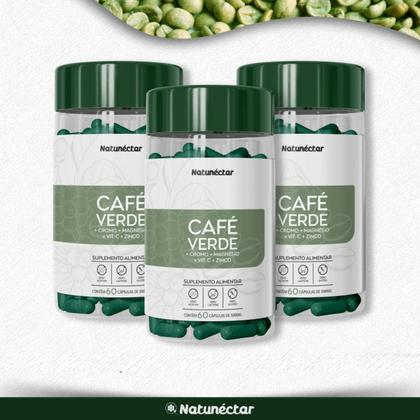Imagem de Kit 3 Frasco Extrato Café Verde Suplemento Alimentar Natural Coffee Green Natunéctar 180 Cápsulas Natural 100% Puro Original