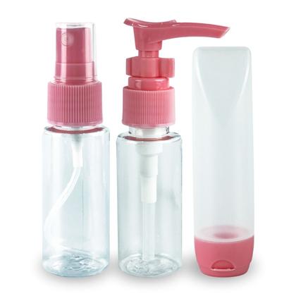 Imagem de Kit 3 Frasco Higiene Spray Pump Bisnaga Viagem Creme Shampoo