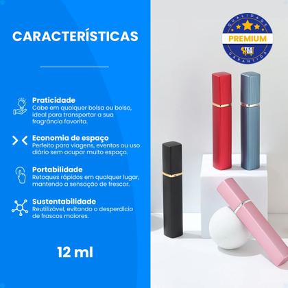 Imagem de Kit 3 Frasco Mini Porta Perfume Recarregável Refil De Spray