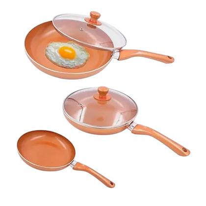 Imagem de Kit 3 Frigideira Cerâmica Premium Antiaderente Tampa Vidro