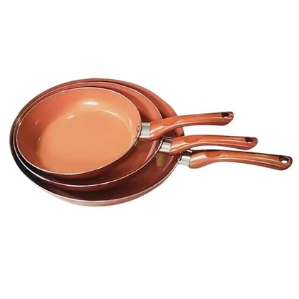 Imagem de Kit 3 Frigideira Cerâmica Premium Antiaderente Tampa Vidro