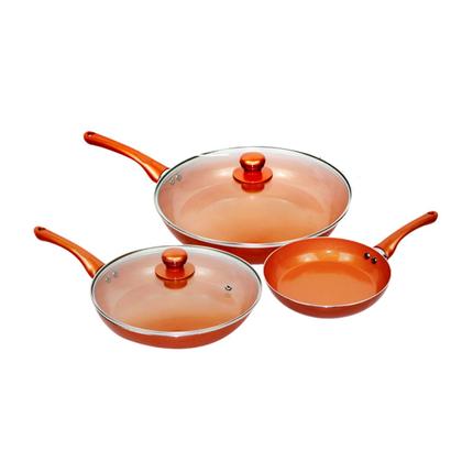 Imagem de Kit 3 Frigideira Cerâmica Premium Antiaderente Tampa Vidro