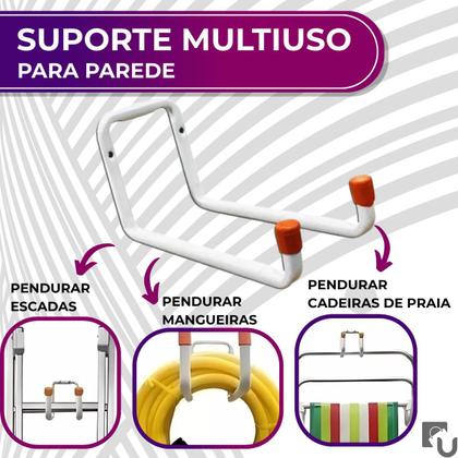 Imagem de Kit 3 Ganchos Suporte De Aço Multiuso Para Parede para Bike Escada Mangueira - Máximo 20kg - Bestfer