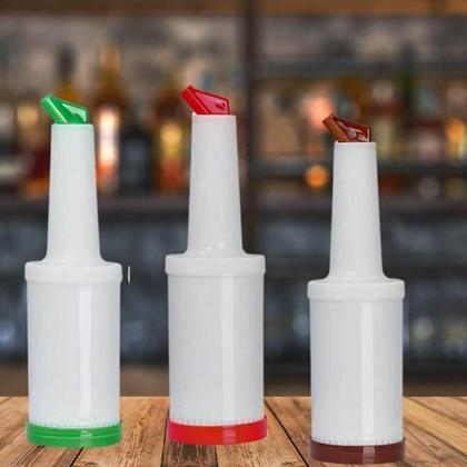 Imagem de Kit 3 Garrafa Store'n Pour 1L Marrom Verde Vermelha Flair Bartender Caldas